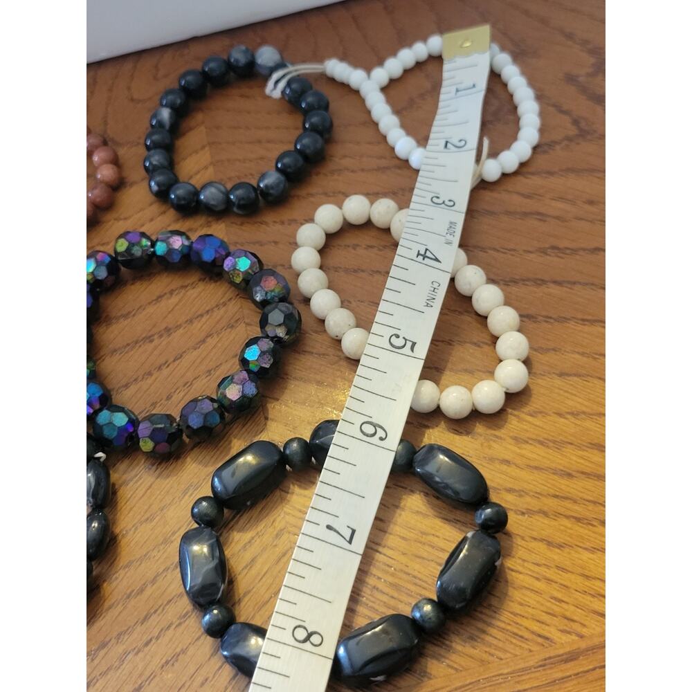 Vtg‎ Glass Plastic Bead Beach Boho Fashion Jewelry magnetic Bracelets Lot of 7 - Picture 2 of 16